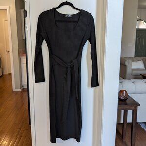 Pretty Garden Ribbed Black tie front dress size medium